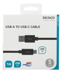 Deltaco USBC-1132M, USB A, USB C, 1 м цена и информация | Кабели для телефонов | pigu.lt