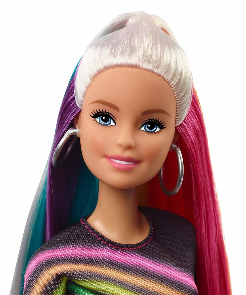 Lėlė Barbie su ryškiaspalviais plaukais, FXN96 kaina ir informacija | Žaislai mergaitėms | pigu.lt