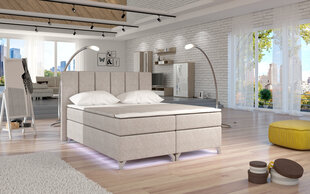 Кровать Basilio с LED подсветкой, 160x200 см, гобелен, кремовая цена и информация | Кровати | pigu.lt