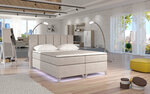 Кровать Basilio с LED подсветкой, 160x200 см, гобелен, кремовая