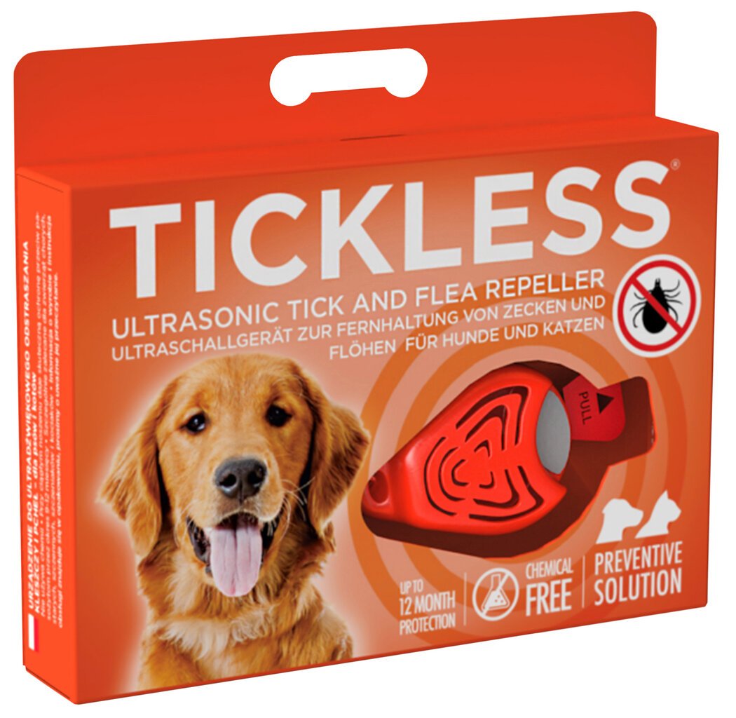 TickLess ultragarsinis pakabukas nuo erkių ir blusų šunims ir katėms, oranžinis kaina ir informacija | Vitaminai, papildai, antiparazitinės priemonės šunims | pigu.lt