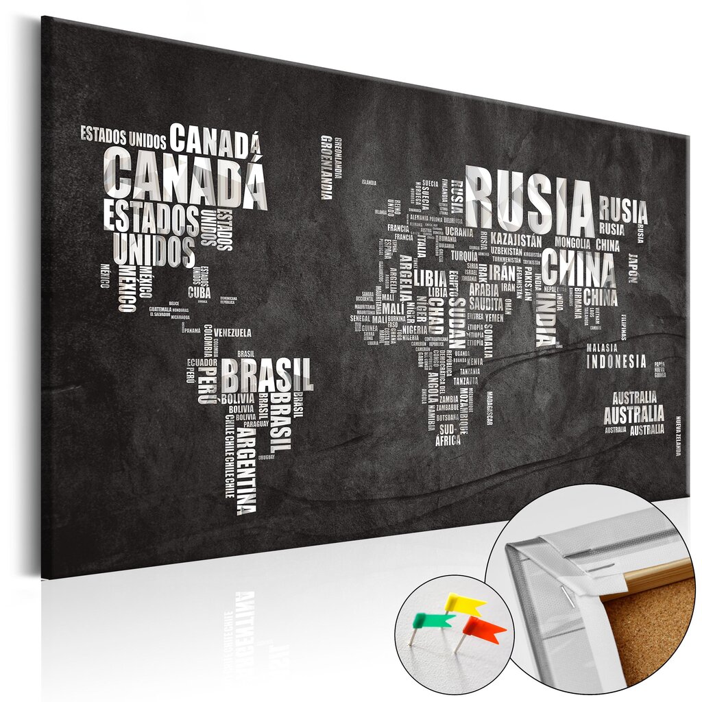 Kamštinis paveikslas - Mundo Negro [Cork Map] цена и информация | Reprodukcijos, paveikslai | pigu.lt