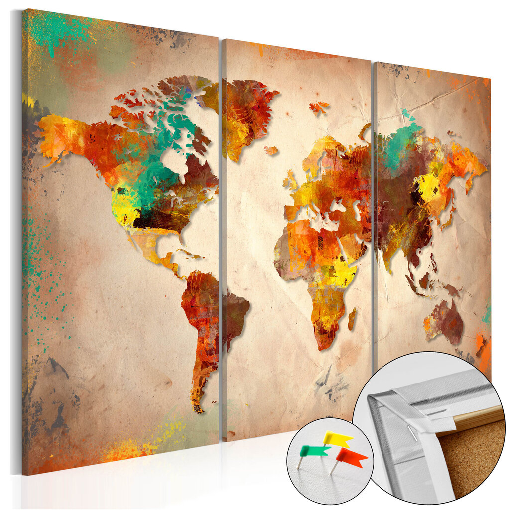 Kamštinis paveikslas - Painted World [Cork Map] цена и информация | Reprodukcijos, paveikslai | pigu.lt