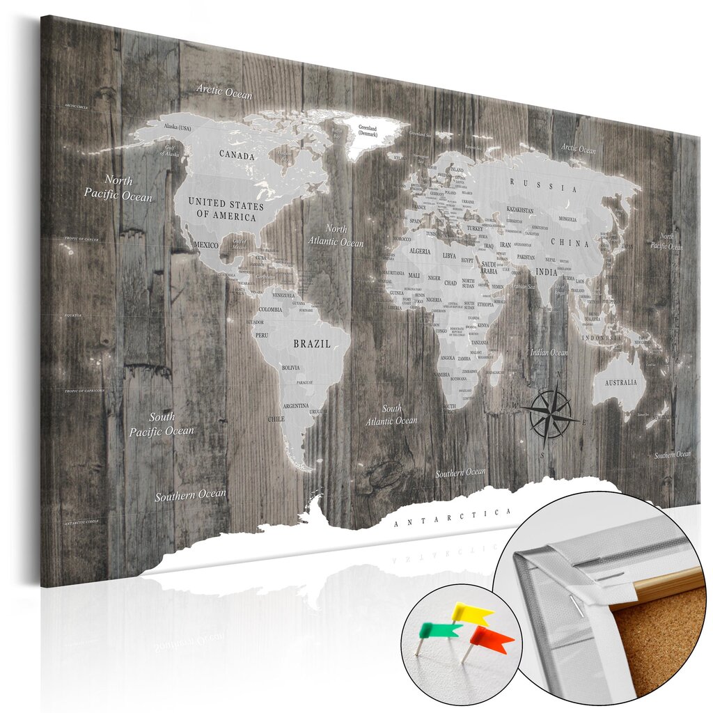 Kamštinis paveikslas - World of Wood [Cork Map] цена и информация | Reprodukcijos, paveikslai | pigu.lt