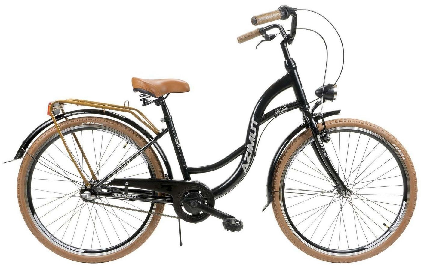 Moteriškas miesto dviratis Azimut Vintage 26" Nexus-3 2019, juodas/rudas цена и информация | Dviračiai | pigu.lt