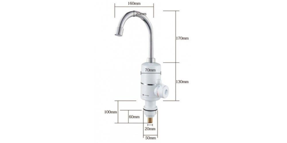 Momentinis vandens šildytuvas su dušo komplektu ir aukštu metaliniu čiaupu Instant BEF-002, 3kw цена и информация | Vandens šildytuvai | pigu.lt