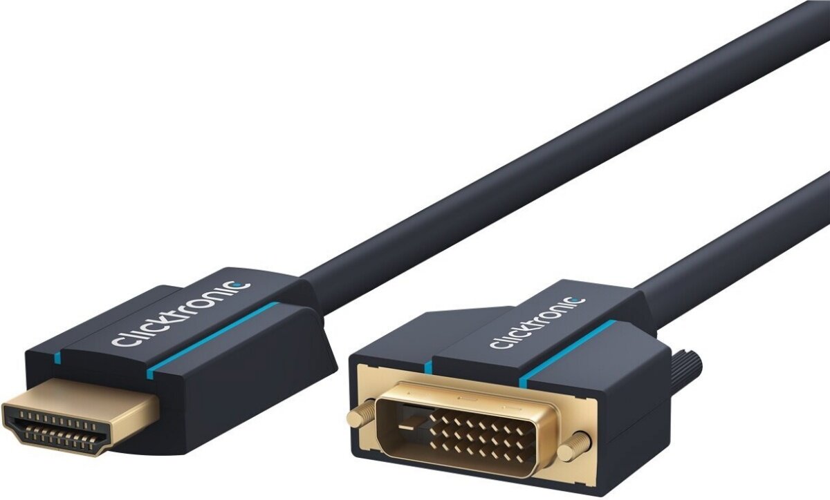 Hdmi jungtis Clicktronic, trijų dalių, ilgis 2 m kaina ir informacija | Kabeliai ir laidai | pigu.lt