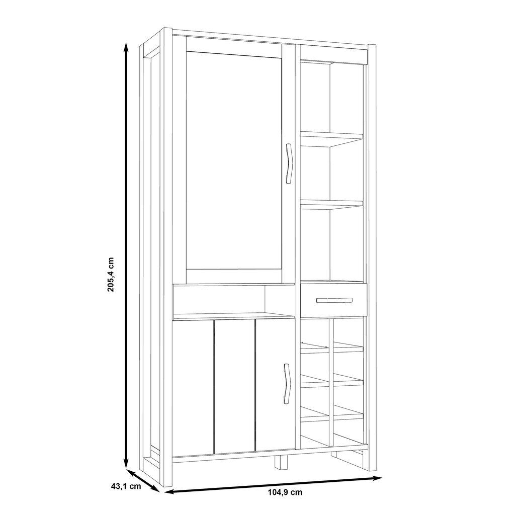 Vitrina Note NTEV721L, ruda/pilka kaina ir informacija | Vitrinos, indaujos | pigu.lt