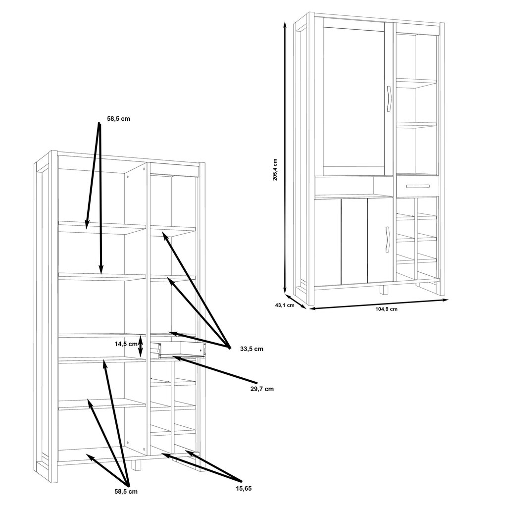 Vitrina Note NTEV721L, ruda/pilka цена и информация | Vitrinos, indaujos | pigu.lt