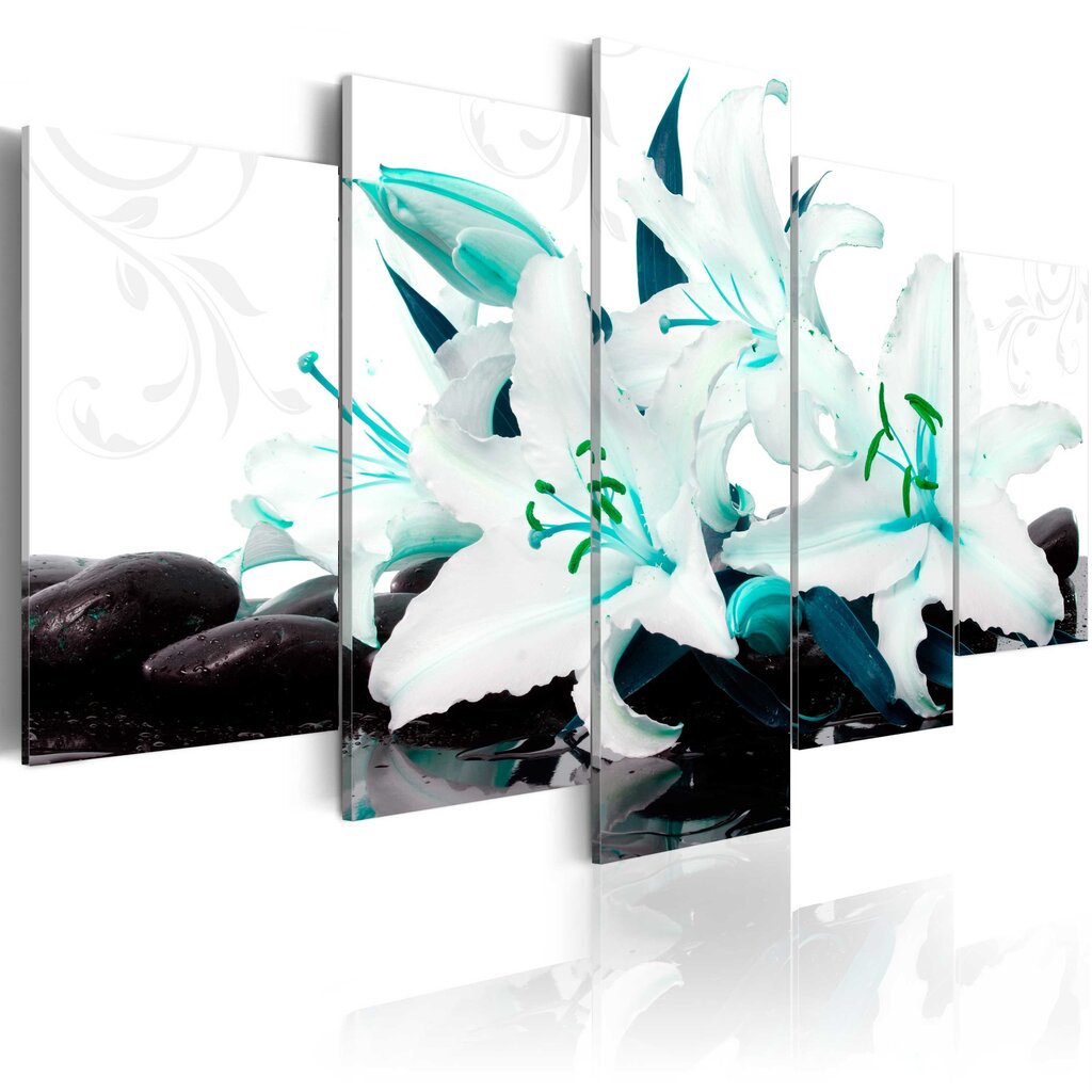 Paveikslas - Turquoise lilies and stones kaina ir informacija | Reprodukcijos, paveikslai | pigu.lt