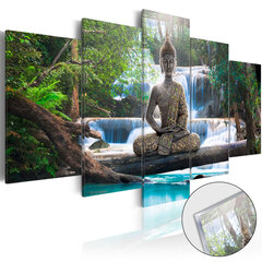Akrilo stiklo paveikslas - Buddha and Waterfall [Glass] kaina ir informacija | Reprodukcijos, paveikslai | pigu.lt