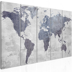 Paveikslas - Concrete World Map (5 Parts) Narrow kaina ir informacija | Reprodukcijos, paveikslai | pigu.lt