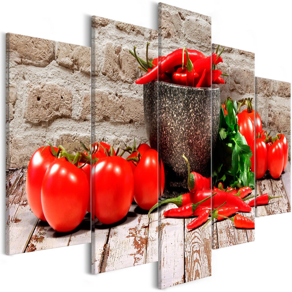 Paveikslas - Red Vegetables (5 Parts) Brick Wide цена и информация | Reprodukcijos, paveikslai | pigu.lt