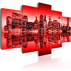 Paveikslas - Red glow over New York - 5 pieces цена и информация | Репродукции, картины | pigu.lt