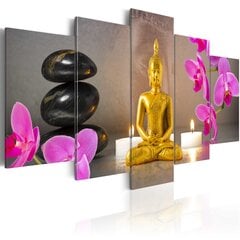 Paveikslas - Golden Buddha and orchids kaina ir informacija | Reprodukcijos, paveikslai | pigu.lt