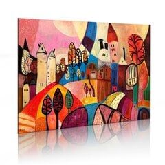 Ranka tapytas paveikslas - Colourful village kaina ir informacija | Reprodukcijos, paveikslai | pigu.lt