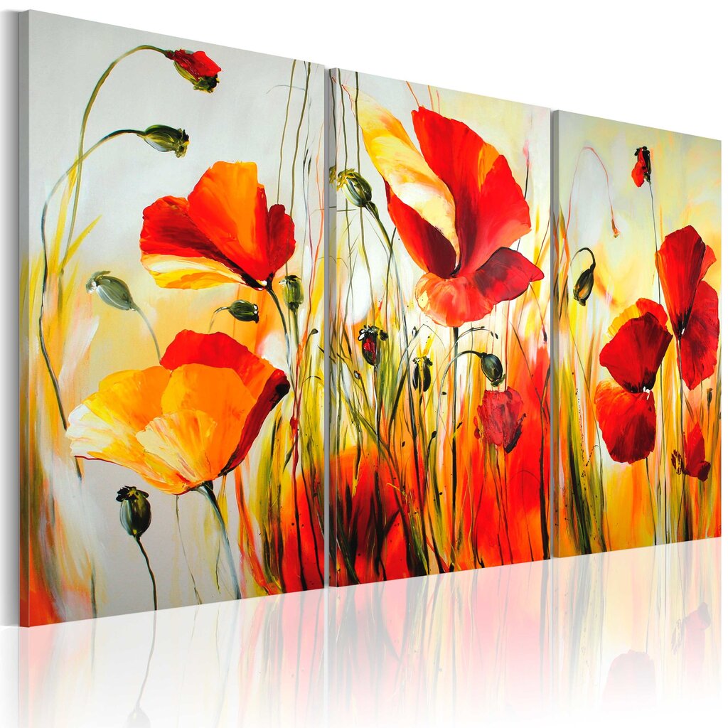 Ranka tapytas paveikslas - Red meadow цена и информация | Reprodukcijos, paveikslai | pigu.lt