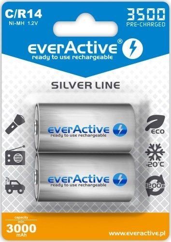 EverActive Silver Line Ready to Use 3500mAh C akumuliatorius, 2 vnt. цена и информация | Elementai | pigu.lt