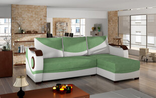 Универсальный угловой диван Puerto, зеленый/белый цена и информация | Угловые диваны | pigu.lt