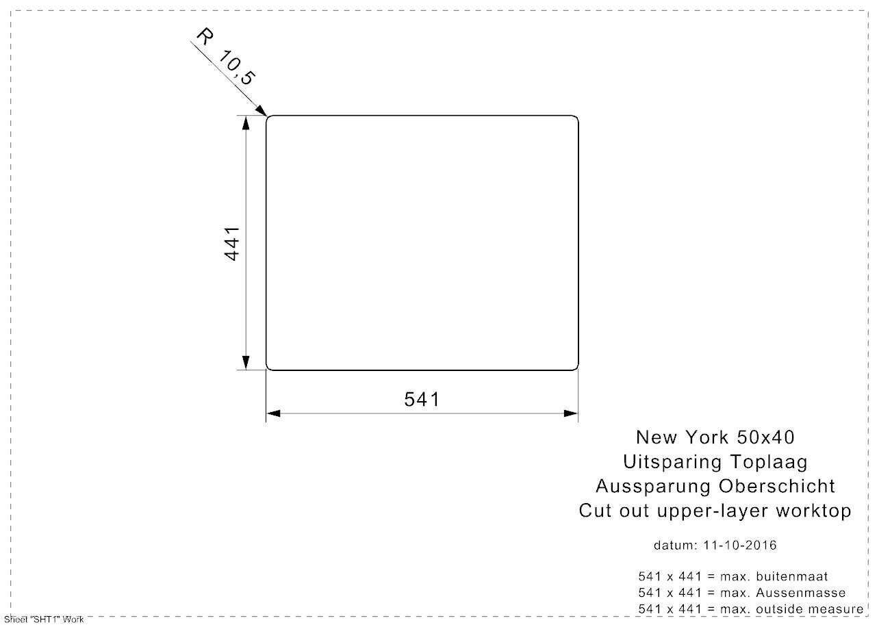 Nerūdijančio plieno virtuvinė plautuvė Reginox New York (L), 50x40 cm kaina ir informacija | Virtuvinės plautuvės | pigu.lt