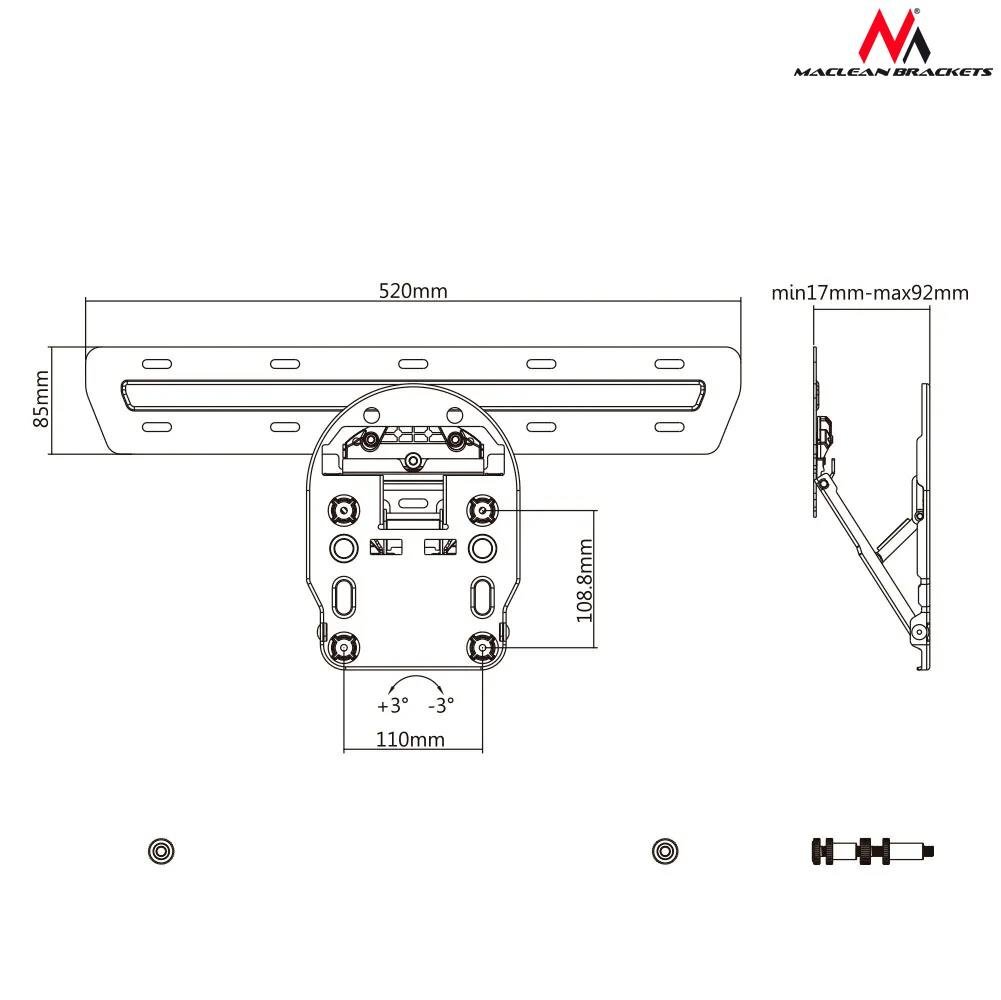 Maclean MC-806 49-65” kaina ir informacija | Televizorių laikikliai, tvirtinimai | pigu.lt