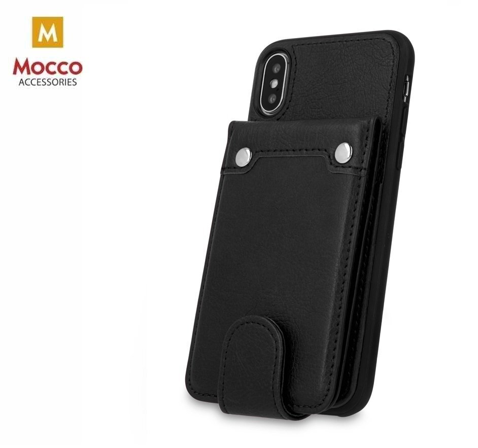 Mocco Smart Wallet Eco Leather skirtas Apple iPhone X / XS, juodas kaina ir informacija | Telefono dėklai | pigu.lt