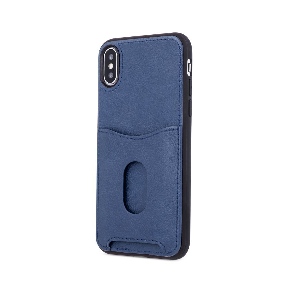 Mocco Smart Wallet Eco Leather Case - Card Holder For Apple iPhone XS Max Blue kaina ir informacija | Telefono dėklai | pigu.lt