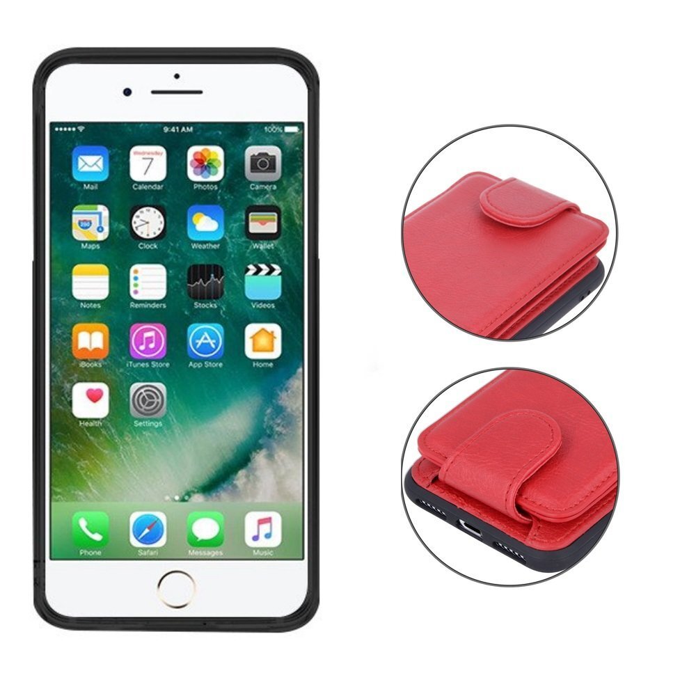 Mocco Smart Wallet Eco Leather Case - Card Holder For Apple iPhone 6 / iPhone 6S Red kaina ir informacija | Telefono dėklai | pigu.lt