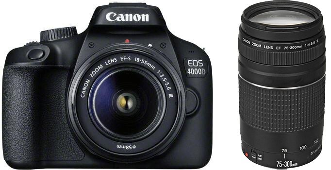 Canon EOS 4000D 18-55mm III + 75-300mm III rinkinys цена и информация | Skaitmeniniai fotoaparatai | pigu.lt