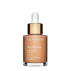 Drėkinamasis skystas makiažo pagrindas Clarins Skin Illusion SPF 15 30 ml, 108.5 Cashew kaina ir informacija | Makiažo pagrindai, pudros | pigu.lt