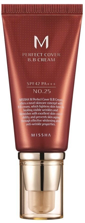 Veido BB kremas Missha M Perfect Cover BB Cream SPF42/PA+++ No. 25 Nr. 25 Warm Beige цена и информация | Veido kremai | pigu.lt