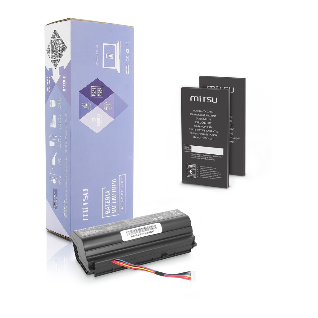 MITSU BATTERY BC/AS-G751 (ASUS 5200 MAH 78 WH) kaina ir informacija | Akumuliatoriai nešiojamiems kompiuteriams | pigu.lt