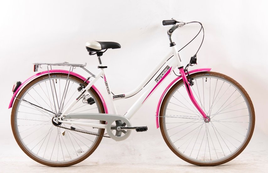 Moteriškas miesto dviratis Leader Voyager 28", baltas/rožinis kaina ir informacija | Dviračiai | pigu.lt