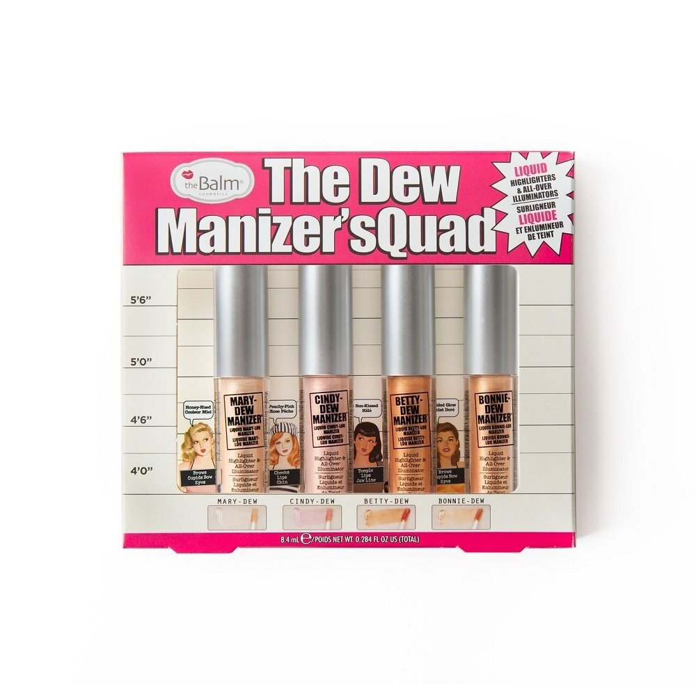 Švytėjimo suteikiančių priemonių rinkinys veidui The Balm The Dew Manizer's Squad 4 x 8.4 ml kaina ir informacija | Bronzantai, skaistalai | pigu.lt