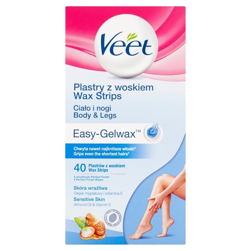 Depiliacinės vaško juostelės kojų ir kūno odai Veet Easy-Gelwax, 40 vnt. цена и информация | Depiliacijos priemonės | pigu.lt