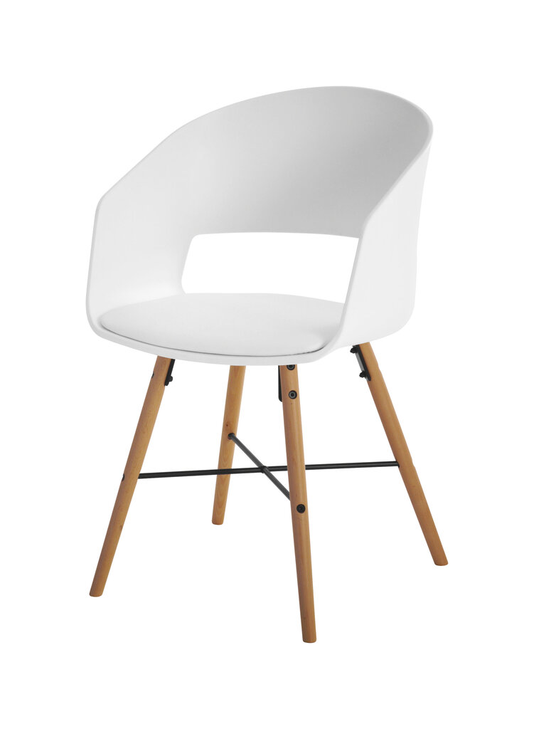 2-jų kėdžių komplektas Luna, baltos/ąžuolo spalvos kaina ir informacija | Virtuvės ir valgomojo kėdės | pigu.lt