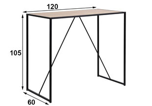 Барная стойка Seaford, дуб/черный цена и информация | Кухонные и обеденные столы | pigu.lt