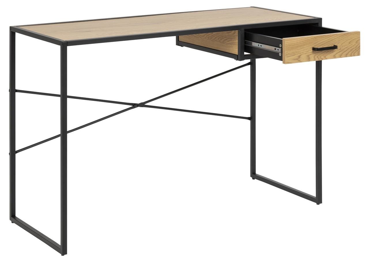 Rašomasis stalas Seaford, rudas/juodas цена и информация | Kompiuteriniai, rašomieji stalai | pigu.lt