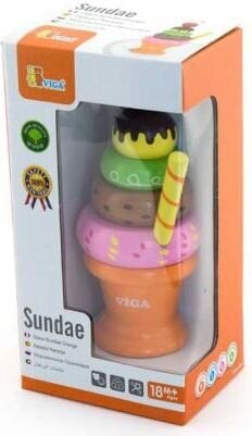 Medinė piramidė - ledai Viga Toys, oranžinė kaina ir informacija | Žaislai mergaitėms | pigu.lt