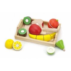 Деревянный поднос с нарезанными деревянными фруктами цена и информация | Игрушки для девочек | pigu.lt