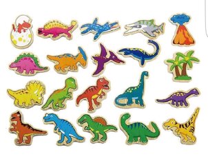 Деревянные магниты Динозавры Viga 20 шт. цена и информация | Развивающие игрушки | pigu.lt
