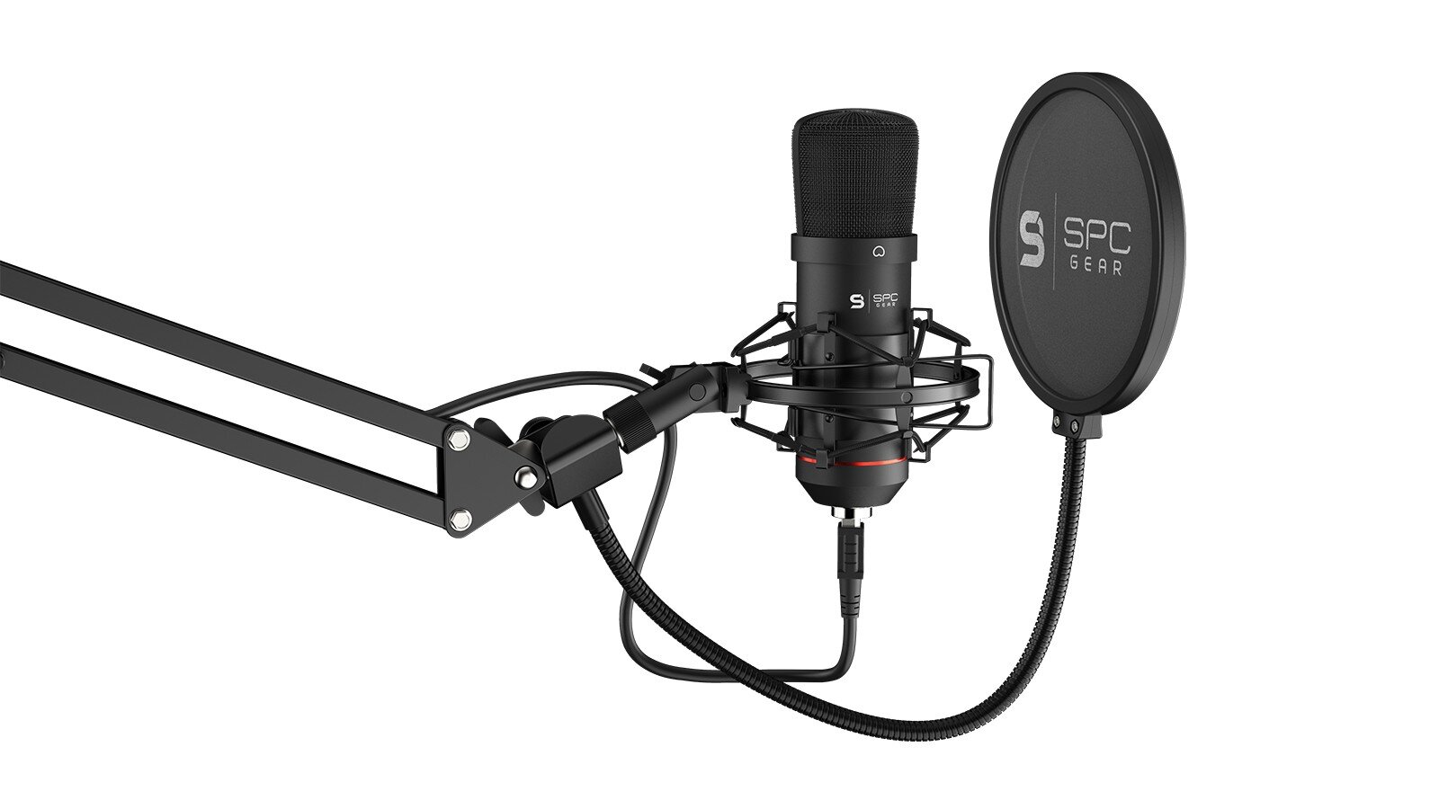 Komplektas: Kondensatorinis Mikrofonas Silentium PC Gear SM900 Black (Juodas) + Pop-Filter + Shock-Mount + Adjustable Arm kaina ir informacija | Mikrofonai | pigu.lt