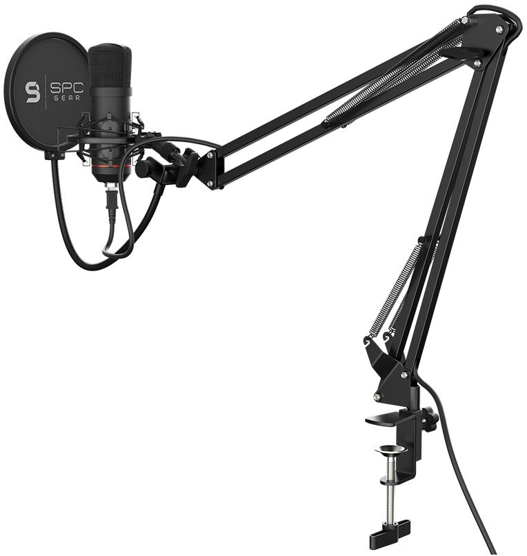 Komplektas: Kondensatorinis Mikrofonas Silentium PC Gear SM900 Black (Juodas) + Pop-Filter + Shock-Mount + Adjustable Arm цена и информация | Mikrofonai | pigu.lt