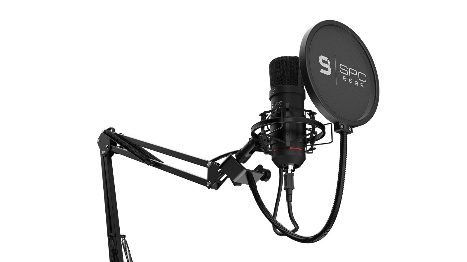 Komplektas: Kondensatorinis Mikrofonas Silentium PC Gear SM900 Black (Juodas) + Pop-Filter + Shock-Mount + Adjustable Arm цена и информация | Mikrofonai | pigu.lt