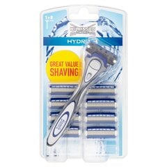 Rinkinys Wilkinson Sword Hydro 3 vyrams: skustuvas + skustuvo peiliukai 8 vnt цена и информация | Косметика и средства для бритья | pigu.lt