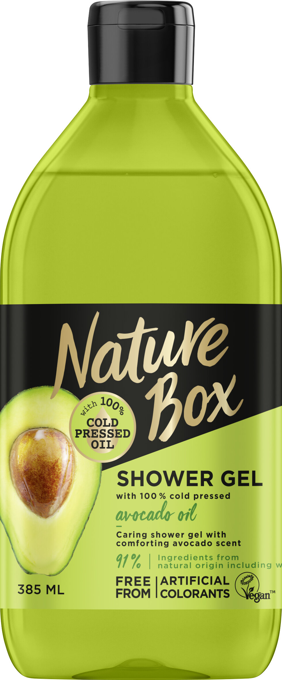Dušo želė su avokadų aliejumi NATURE BOX Avocado 385 ml