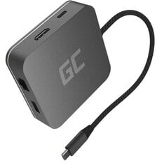 Переходник Green Cell HUB2 USB-C, 3xUSB 3.0, Ethernet 1Gbps, HDMI 4K, DEX Nintendo Switch Apple цена и информация | Адаптеры, USB-разветвители | pigu.lt