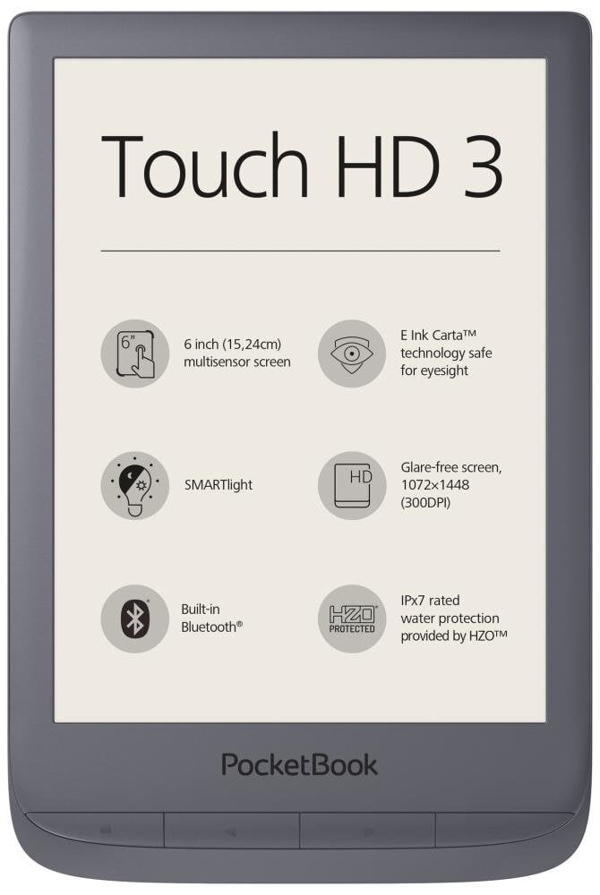 PocketBook Touch HD 3, 6", pilkas kaina ir informacija | Elektroninių knygų skaityklės | pigu.lt