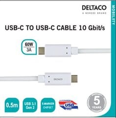 Deltaco USBC-1126M, USB C, 0.5 м цена и информация | Кабели для телефонов | pigu.lt