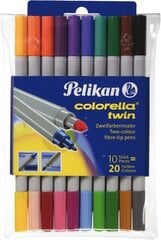 Dvipusiai flomasteriai Pelikan, 20 spalvų kaina ir informacija | Piešimo, tapybos, lipdymo reikmenys | pigu.lt